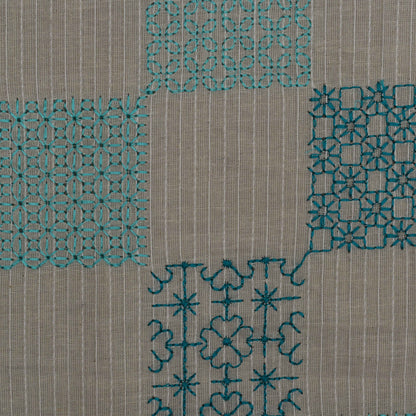 Off White Color Kora Cotton  Embroidery Fabric