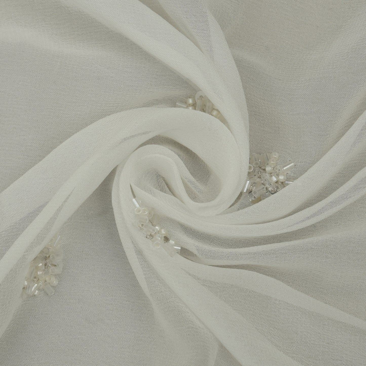 White Color Georgette Booti Fabric