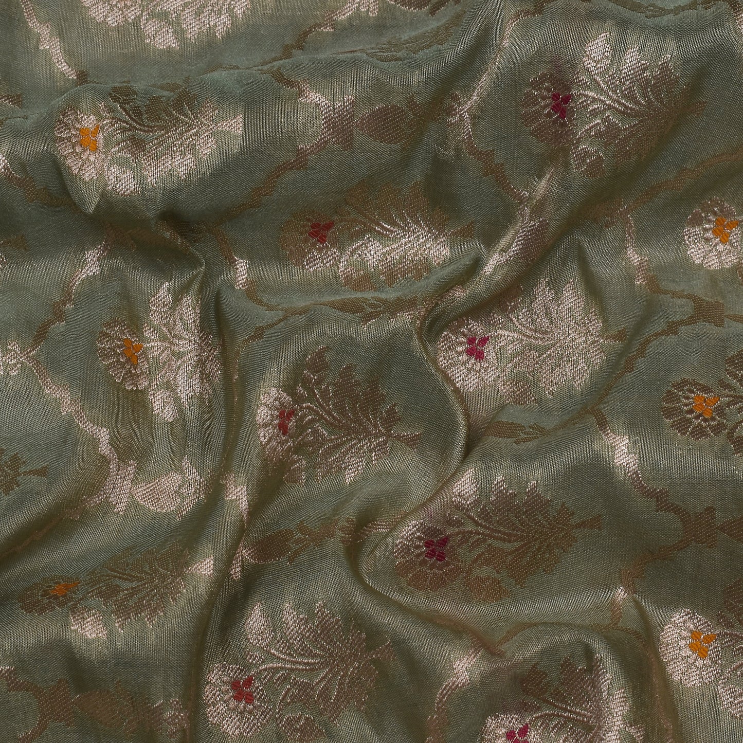 Pista Green Color Tissue Brocade Fabric