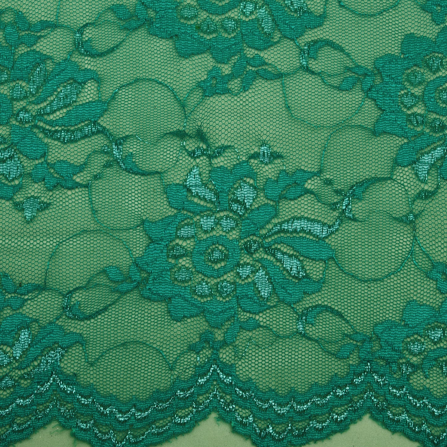 Green Color Chantilly Lace Fabric