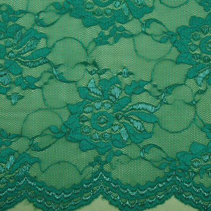 Green Color Chantilly Lace Fabric