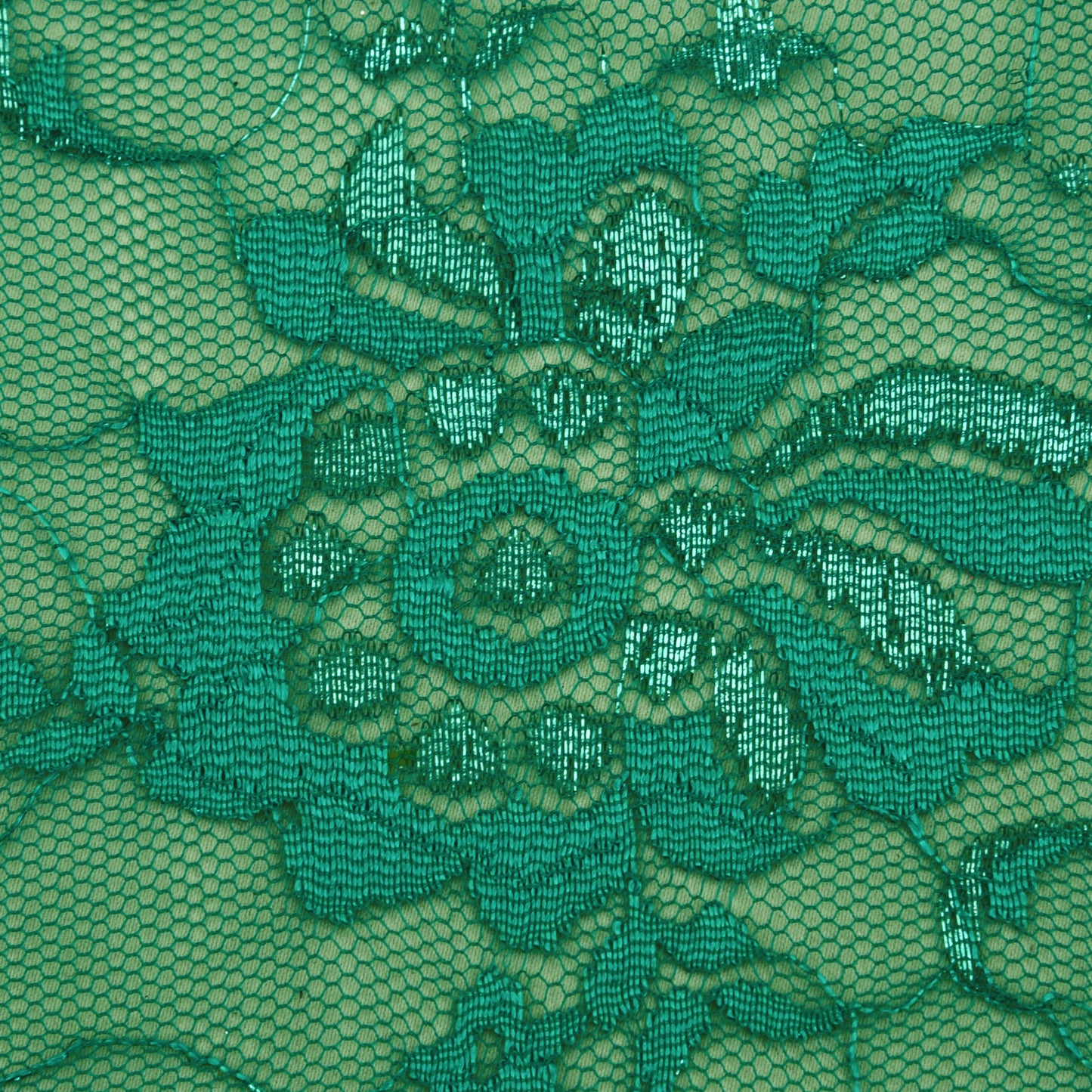 Green Color Chantilly Lace Fabric