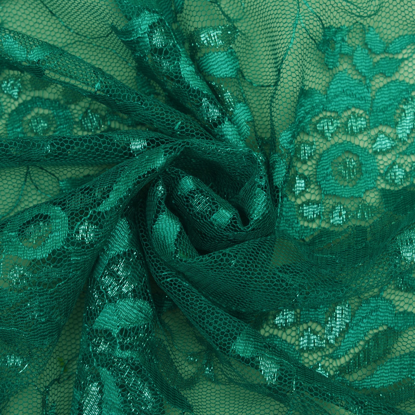 Green Color Chantilly Lace Fabric