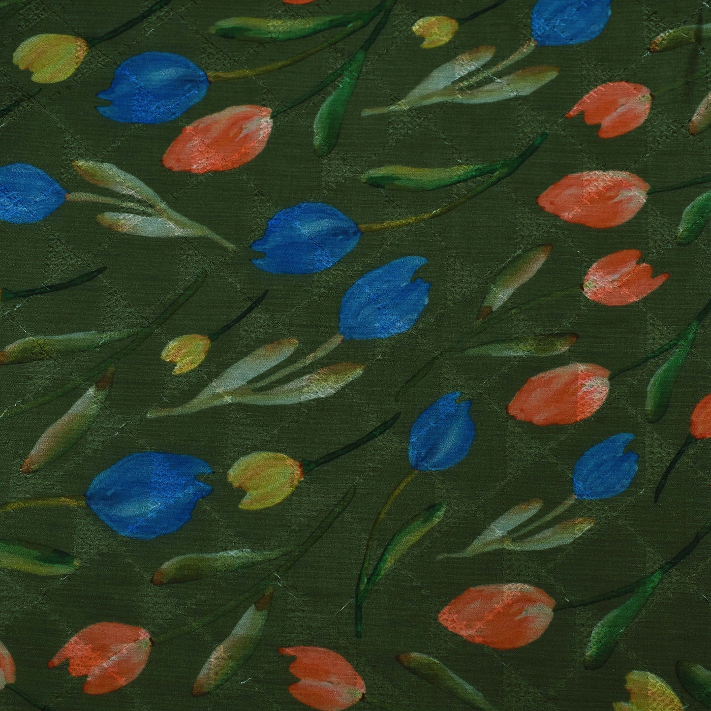 Colored Silk Chinon Print Embroidery Fabric