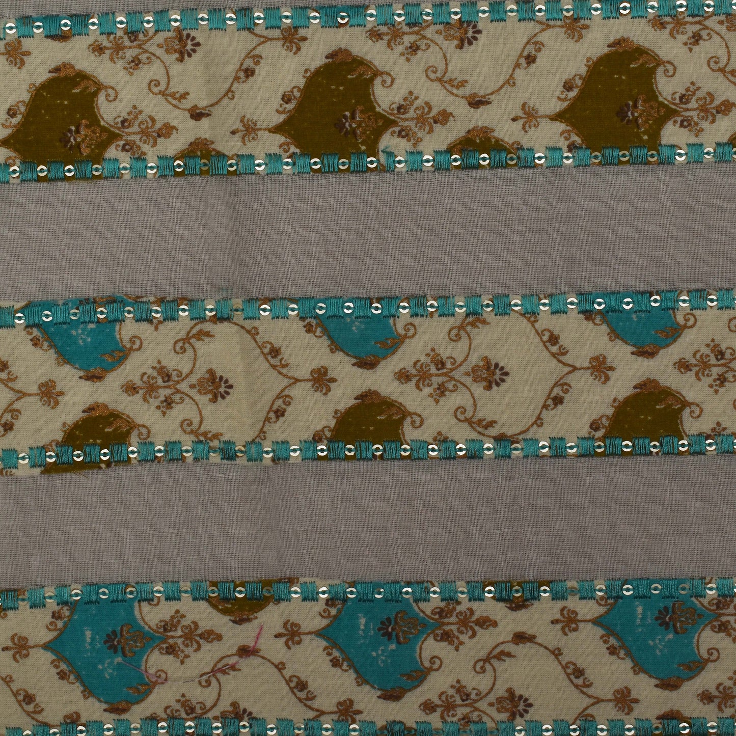 Multi Colored Kora Cotton Print Embroidery Fabric