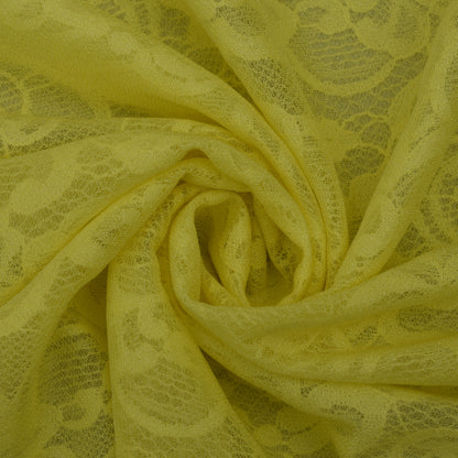 Yellow Color Chantilly Lace Fabric