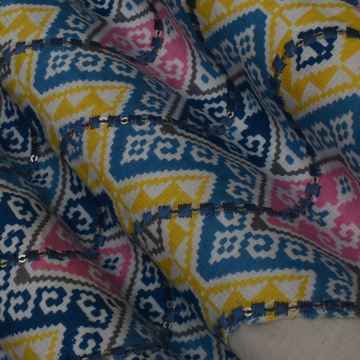 Multi Colored Kora Cotton Plazo Fabric