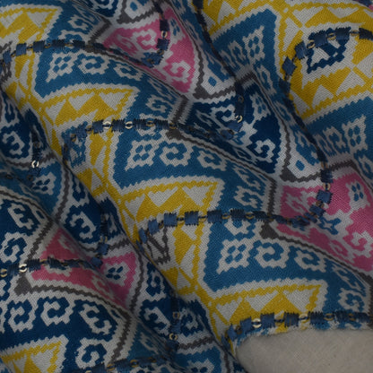 Multi Colored Kora Cotton Plazo Fabric
