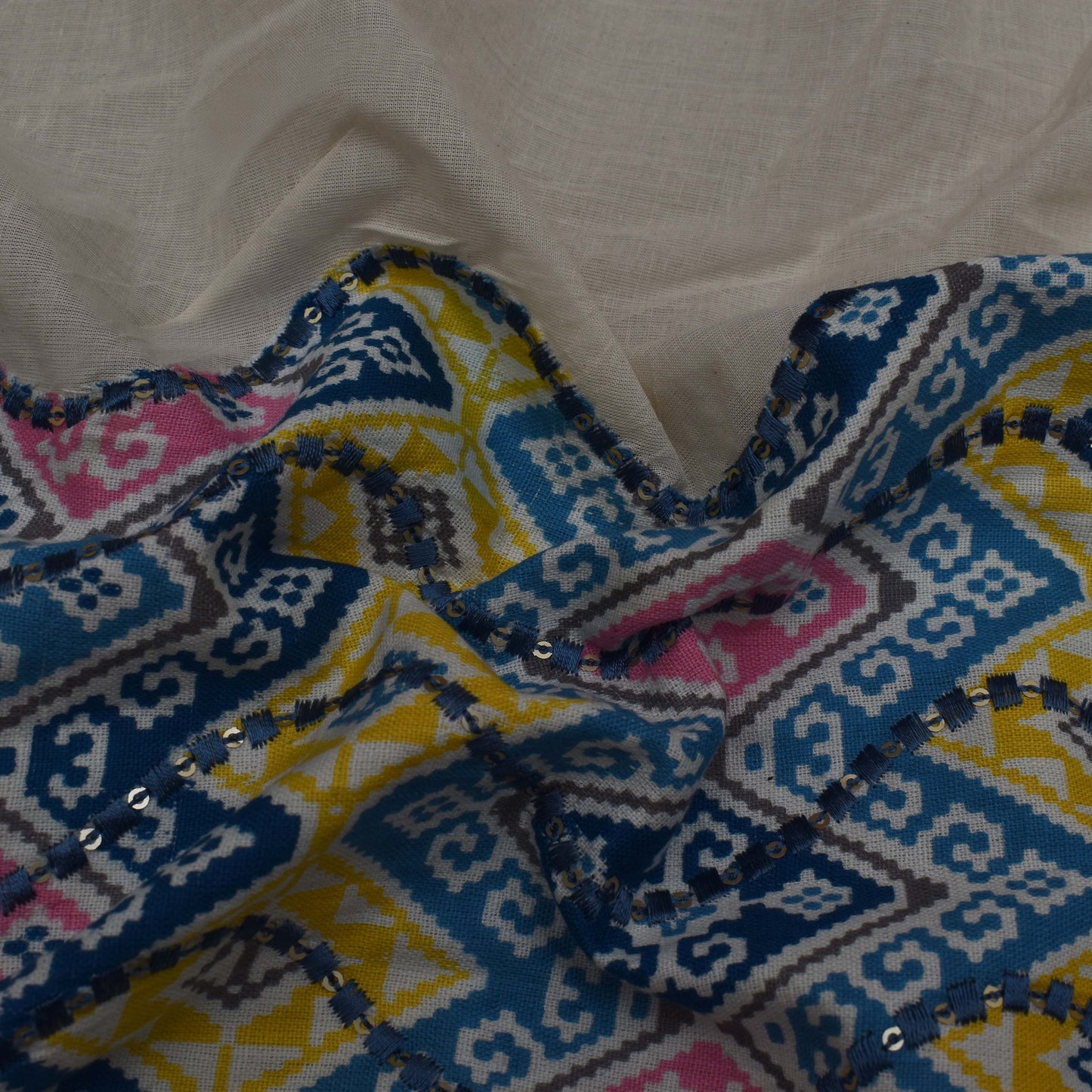 Multi Colored Kora Cotton Plazo Fabric