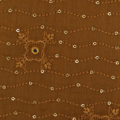 Mustard Color Chanderi Embroidery Fabric