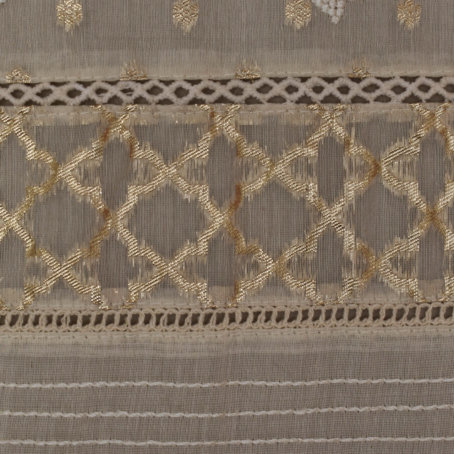 Cream Color Chanderi Embroidery Fabric