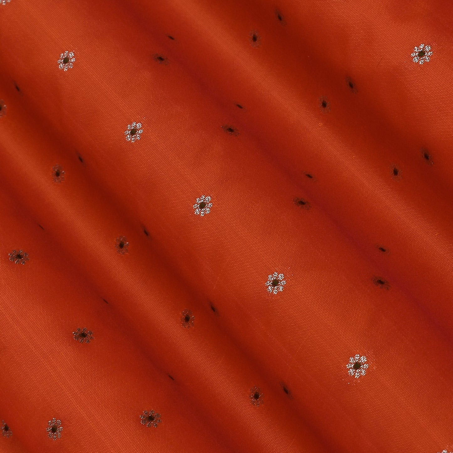 Orange Color Katan Meena Brocade Fabric