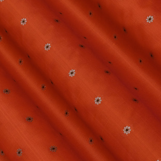 Orange Color Katan Meena Brocade Fabric