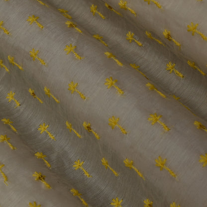 Cream Color Chanderi Embroidery Fabric