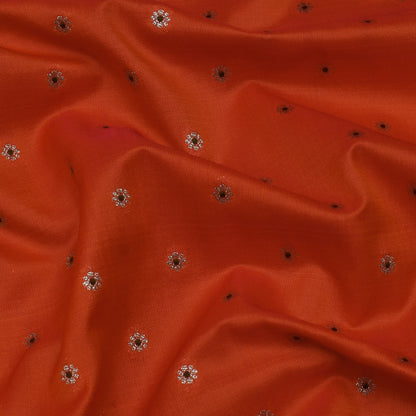 Orange Color Katan Meena Brocade Fabric