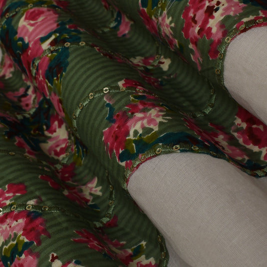 Multi Colored Kora Cotton Plazo Fabric