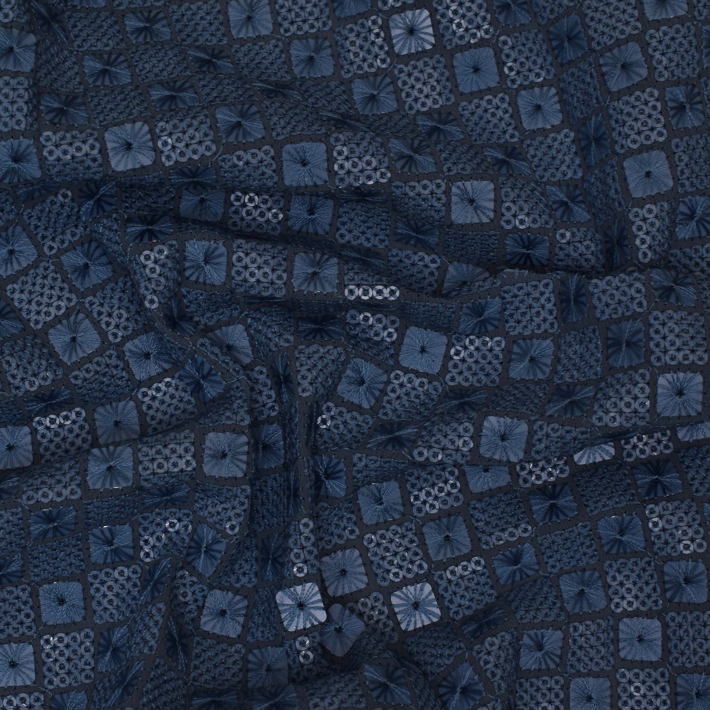 Grey Color Georgette Embroidery Fabric