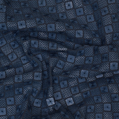 Grey Color Georgette Embroidery Fabric