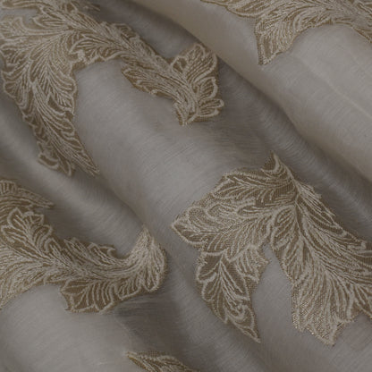 Cream Color Chanderi Embroidery Fabric