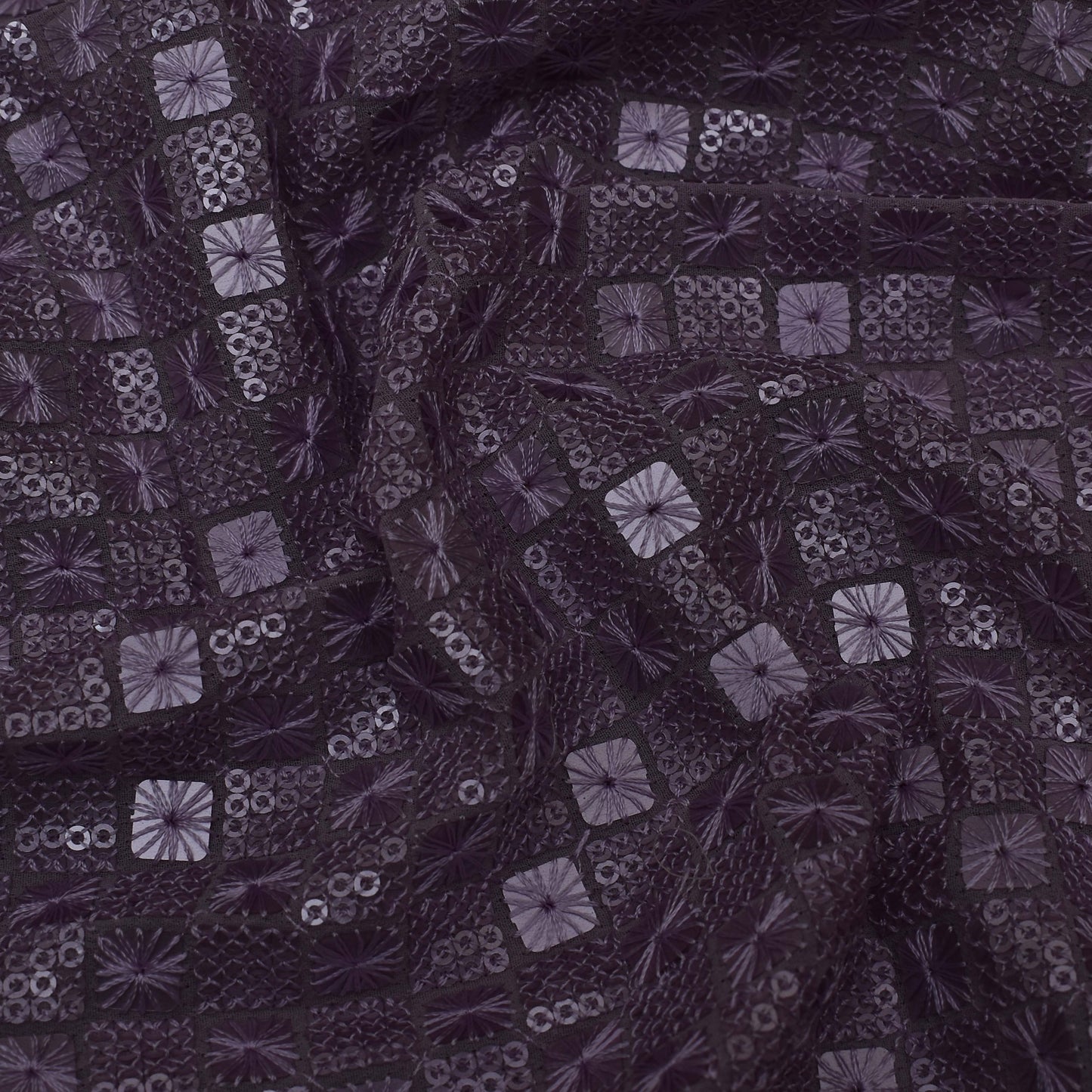 Lilac Color Georgette Embroidery Fabric