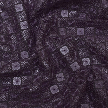 Lilac Color Georgette Embroidery Fabric