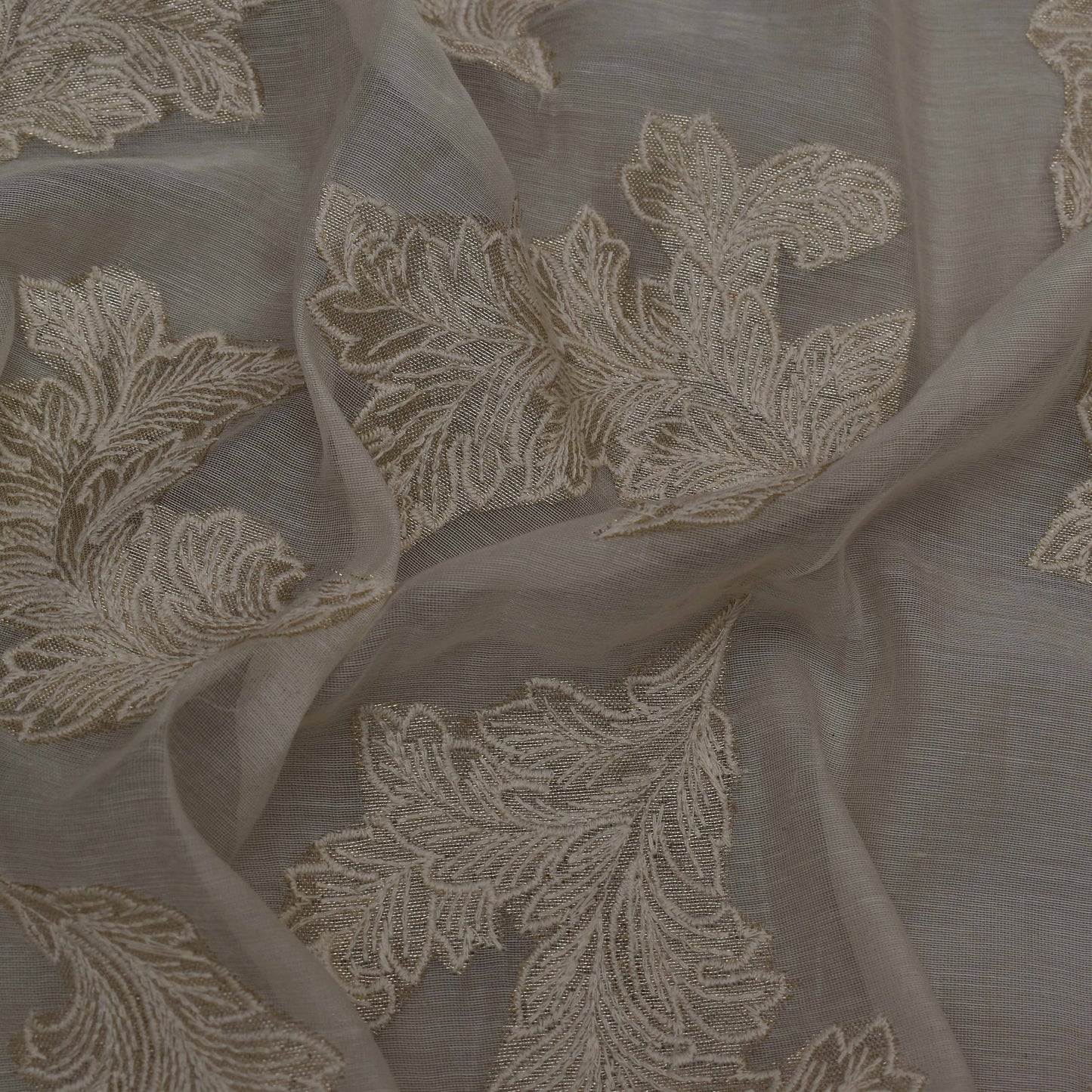 Cream Color Chanderi Embroidery Fabric