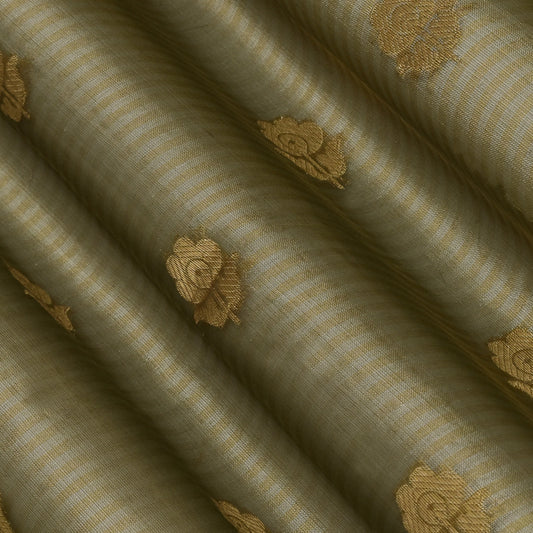 Moss Green Color Organza Tissue Booti Fabric