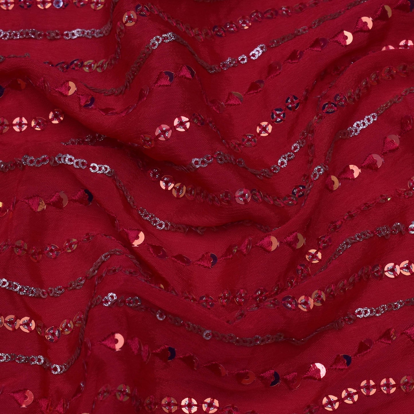 Rani Color Chinon Sequins Embroidery Fabric