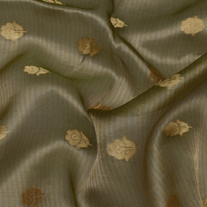 Moss Green Color Organza Tissue Booti Fabric