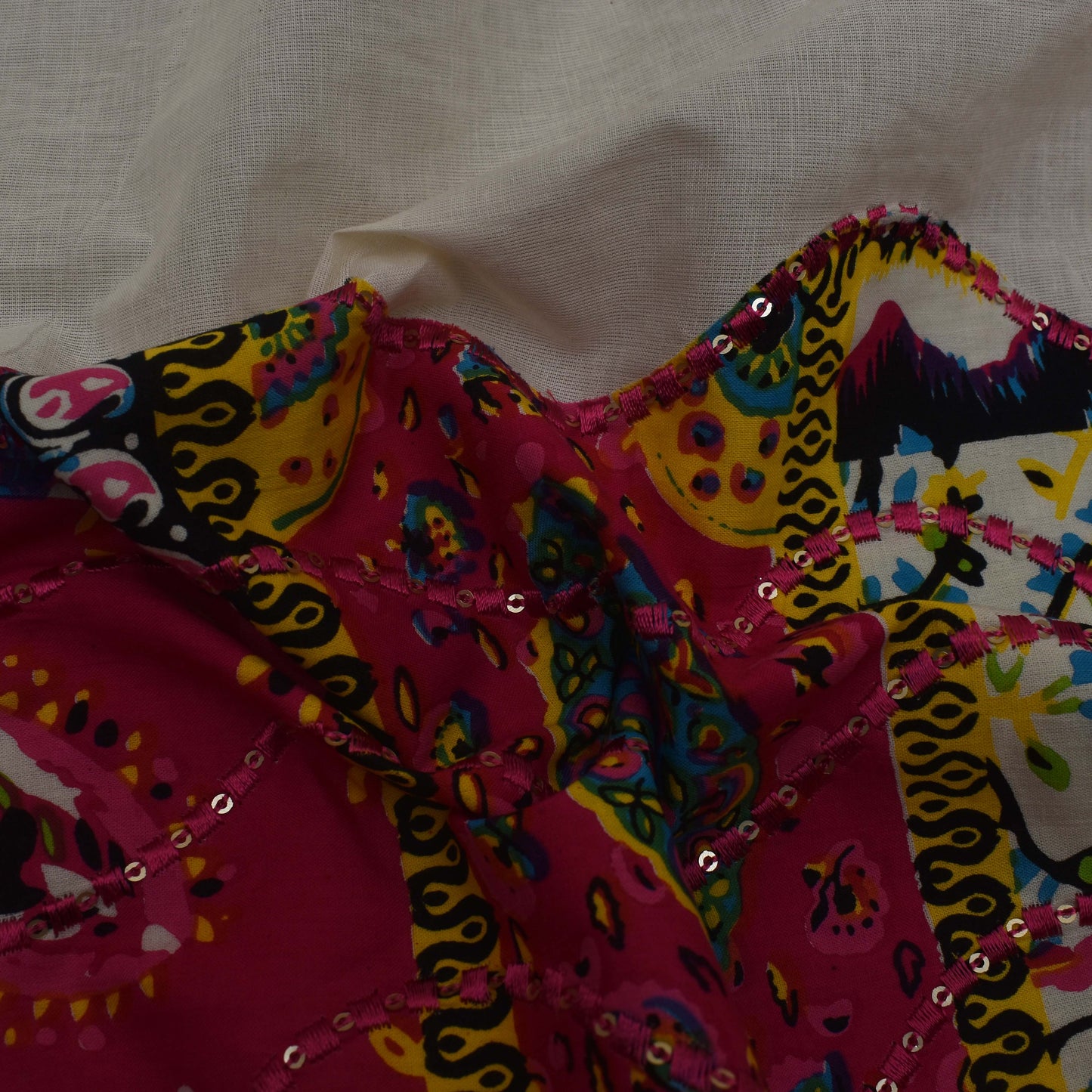 Multi Colored Kora Cotton Plazo Fabric