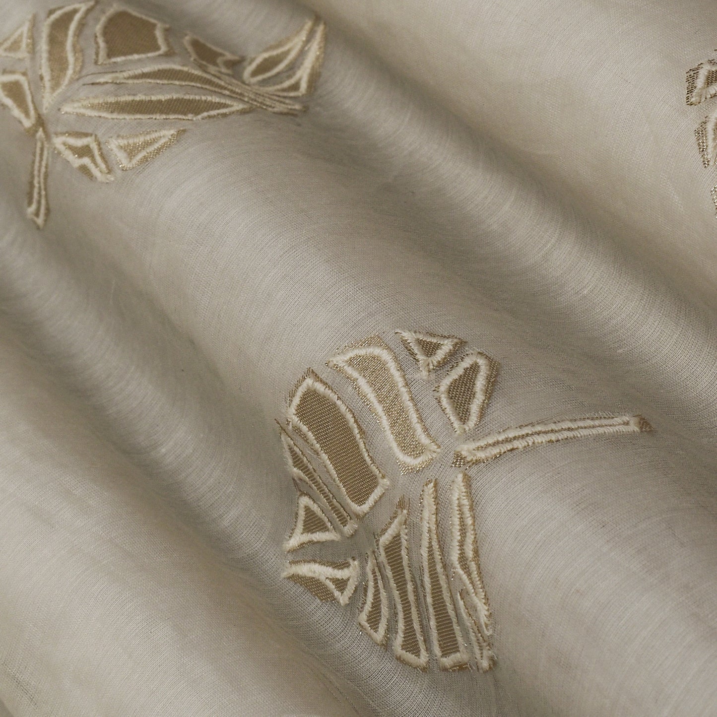 Cream Color Chanderi Embroidery Fabric