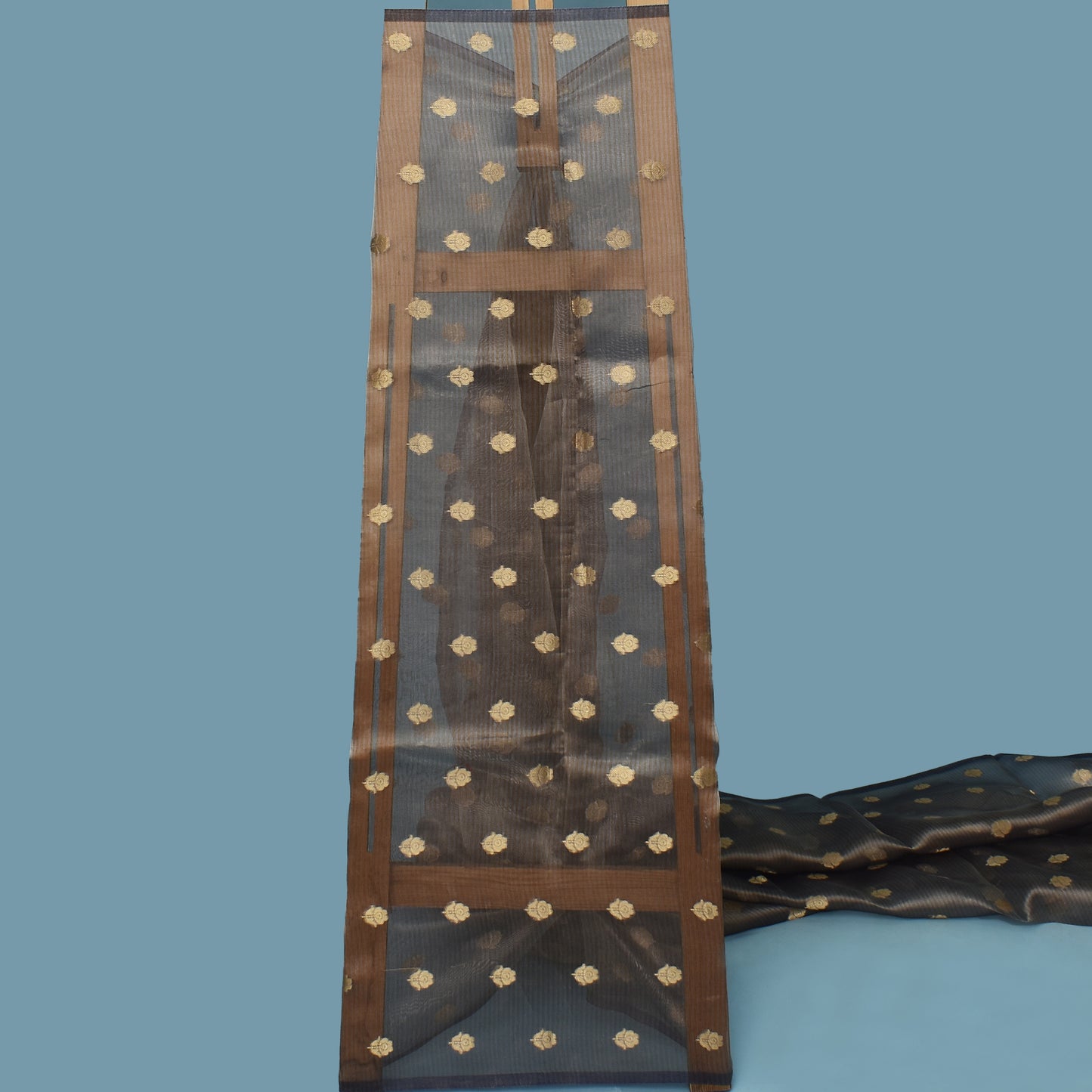 Grey Color Organza Tissue Booti Fabric