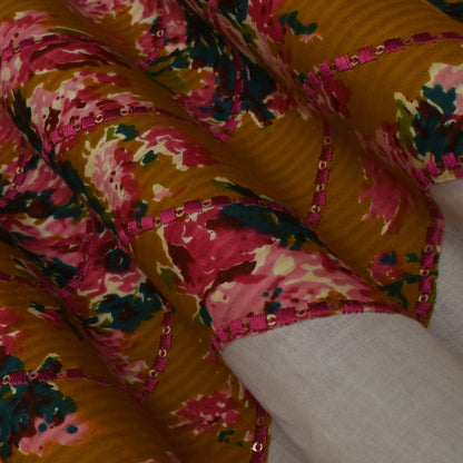 Multi Colored Kora Cotton Plazo Fabric