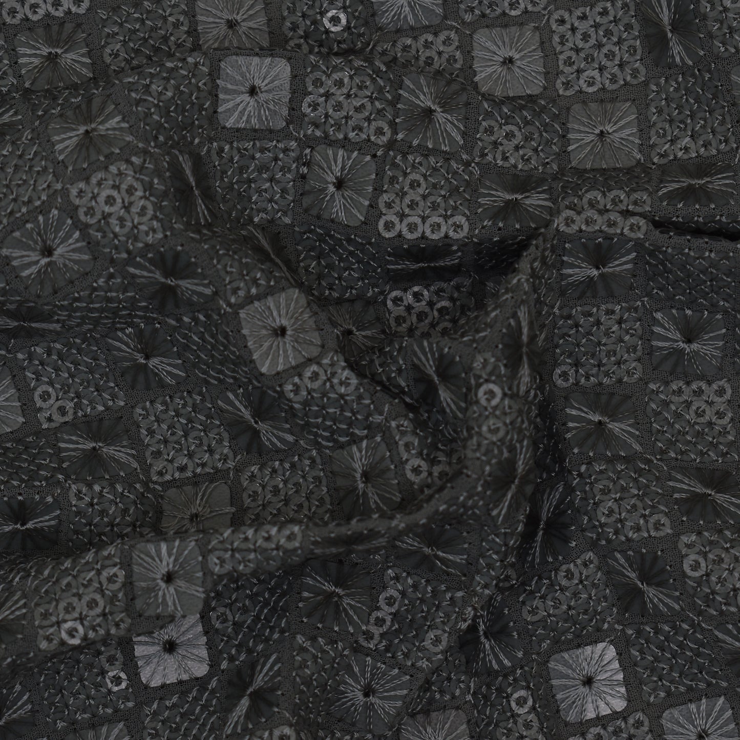 Grey Color Georgette Embroidery Fabric