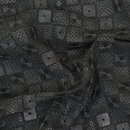 Grey Color Georgette Embroidery Fabric