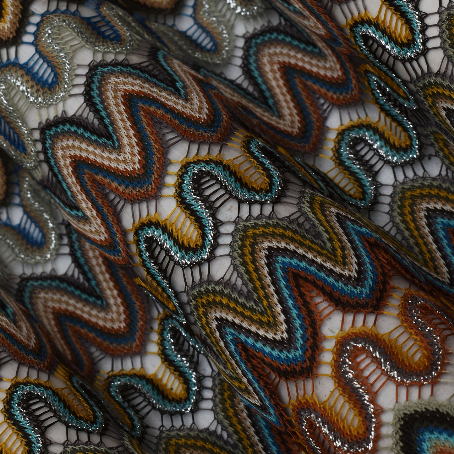 Multi Colored Simmer Zigzag Knitted Print Fabric