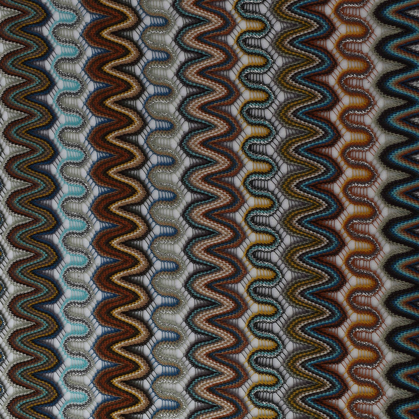 Multi Colored Simmer Zigzag Knitted Print Fabric