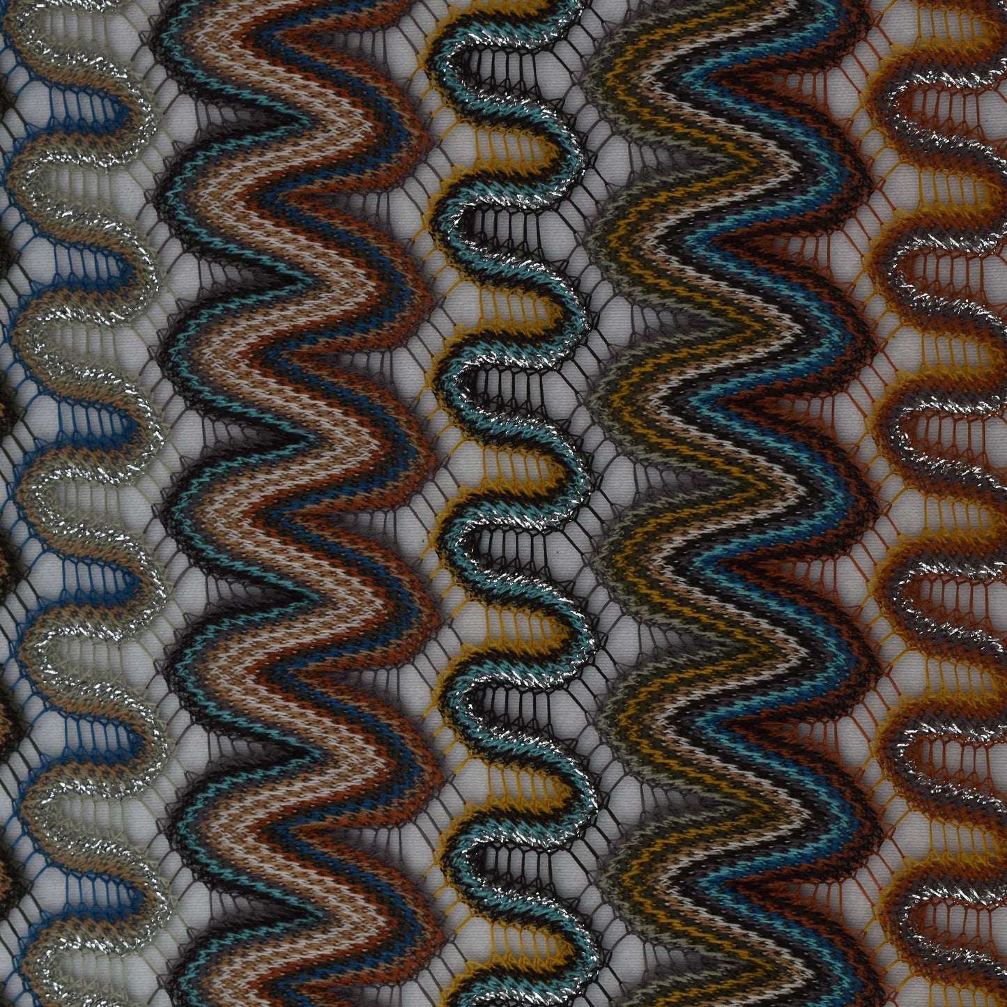 Multi Colored Simmer Zigzag Knitted Print Fabric