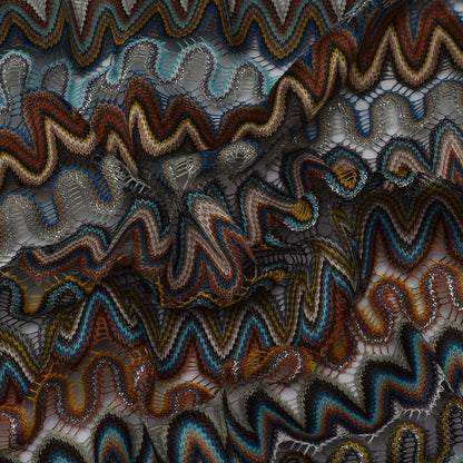 Multi Colored Simmer Zigzag Knitted Print Fabric