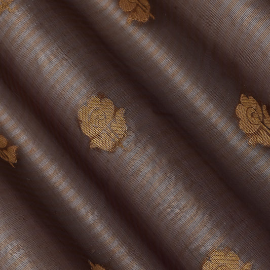 Brown Color Organza Tissue Booti Fabric