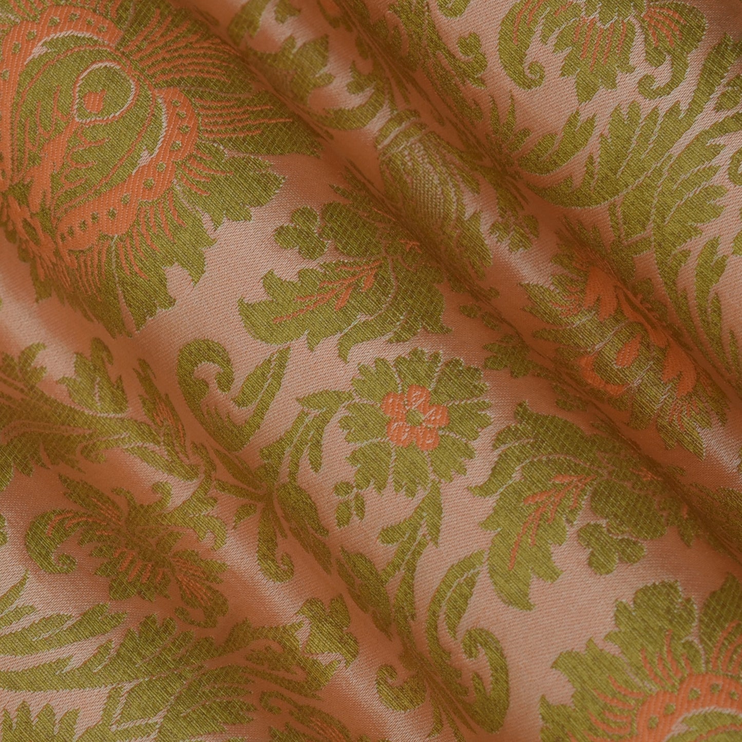 Peach Color Brocade Fabric