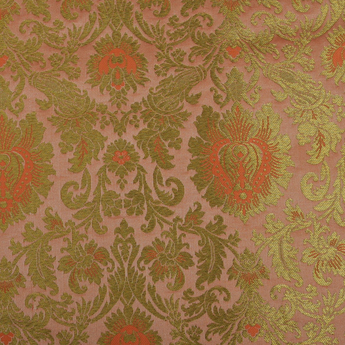 Peach Color Brocade Fabric