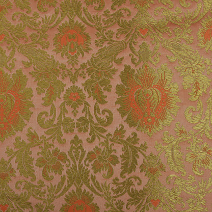 Peach Color Brocade Fabric