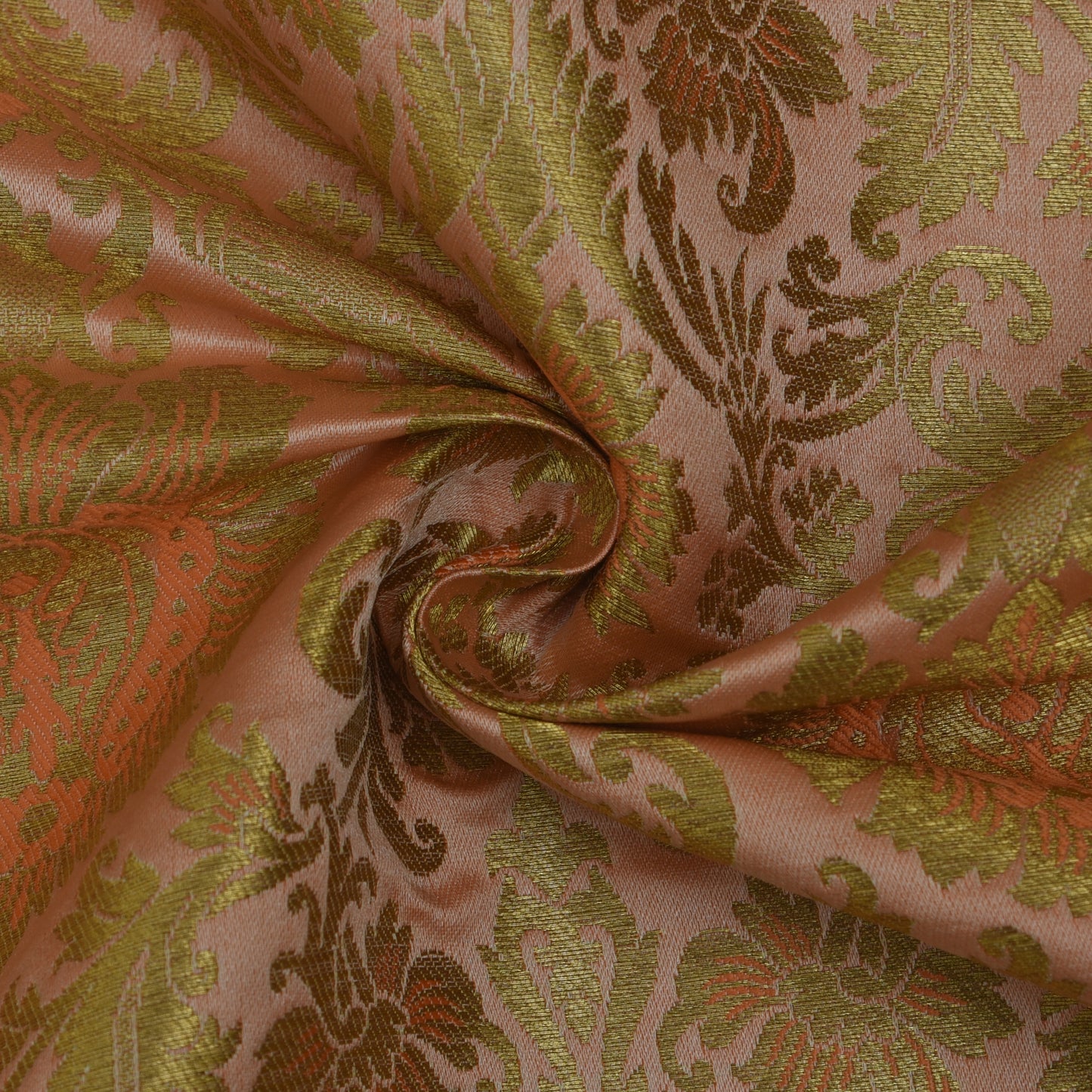 Peach Color Brocade Fabric