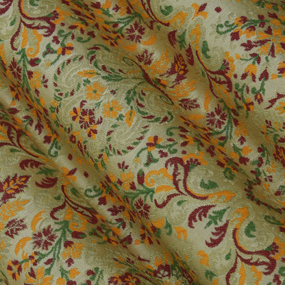 Beige Color Kimkhab Brocade Fabric