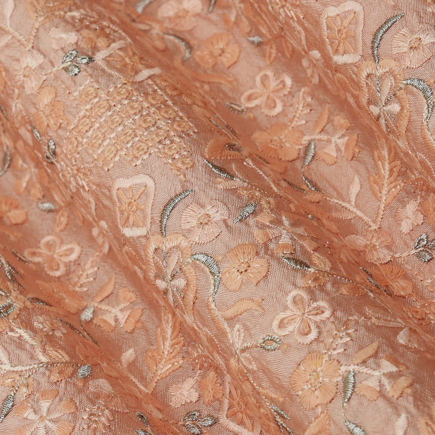 Slub Silk Embroidery Fabric