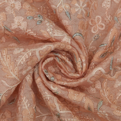 Slub Silk Embroidery Fabric