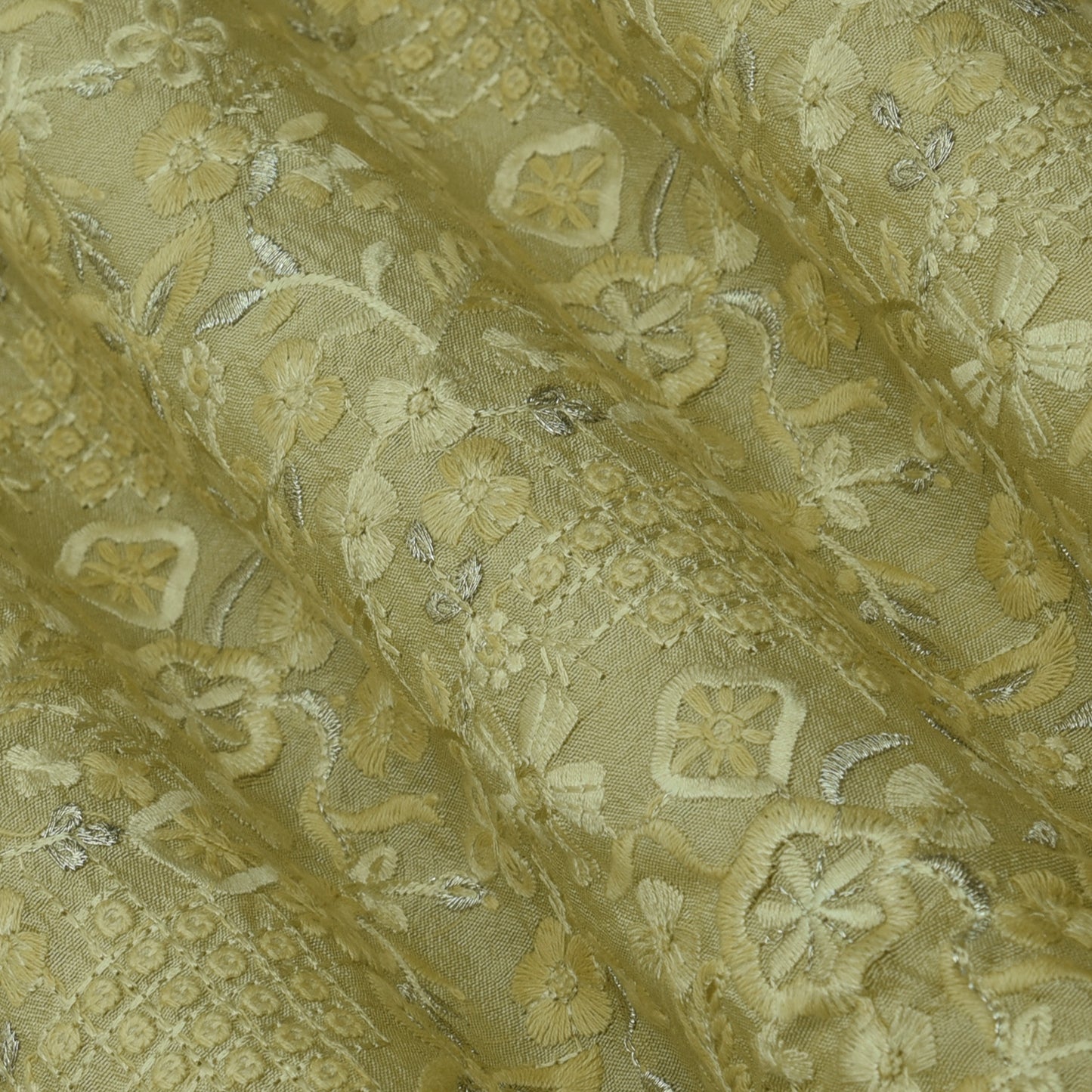 Slub Silk Embroidery Fabric