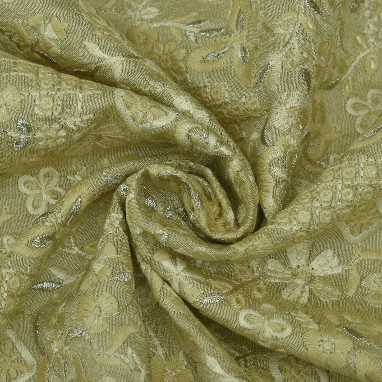 Slub Silk Embroidery Fabric