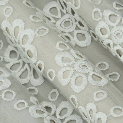 White Color Organza Embroidery Fabric